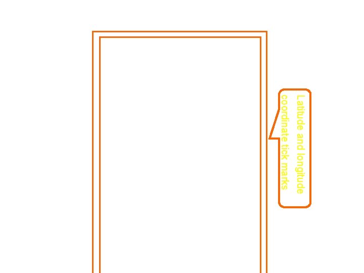 Latitude and longitude coordinate tick marks 