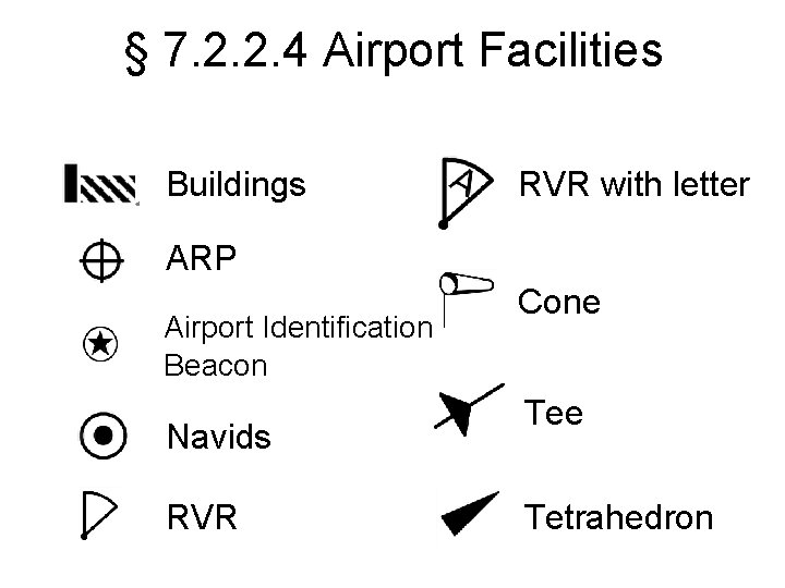 § 7. 2. 2. 4 Airport Facilities Buildings RVR with letter ARP Airport Identification
