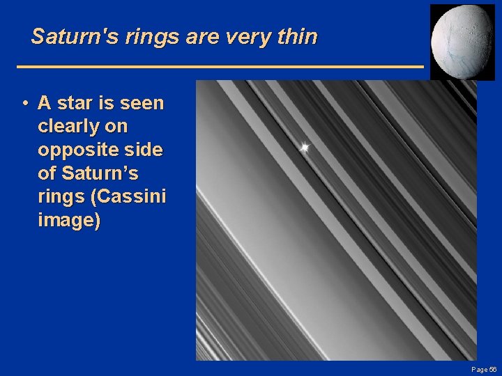 Saturn's rings are very thin • A star is seen clearly on opposite side