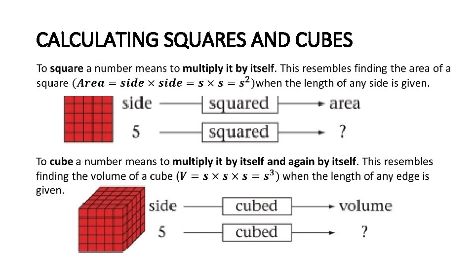 CALCULATING SQUARES AND CUBES 