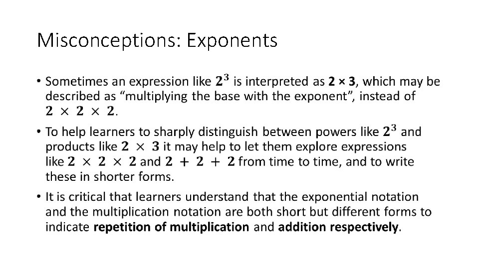 Misconceptions: Exponents • 