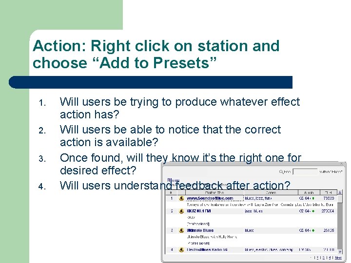 Action: Right click on station and choose “Add to Presets” 1. 2. 3. 4.