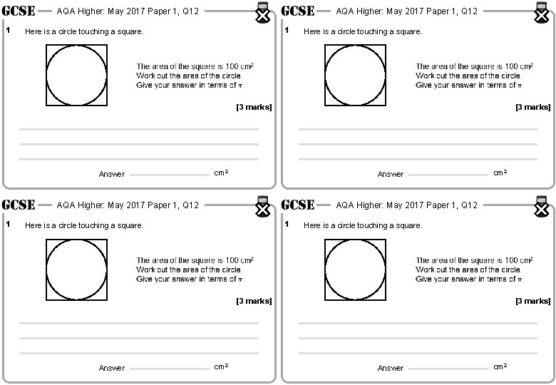 AQA Higher: May 2017 Paper 1, Q 12 1 Here is a circle touching