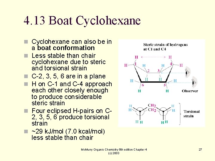 4. 13 Boat Cyclohexane n Cyclohexane can also be in n n a boat