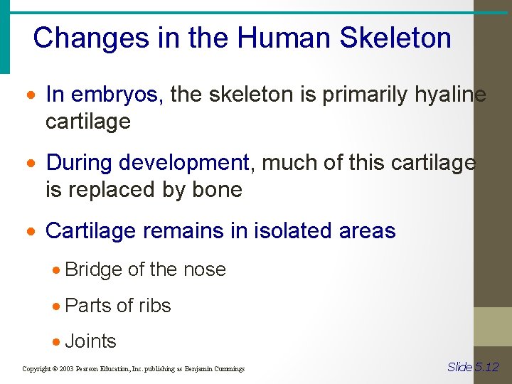 Changes in the Human Skeleton · In embryos, the skeleton is primarily hyaline cartilage