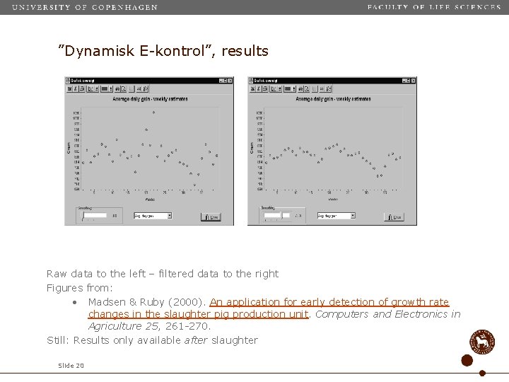 ”Dynamisk E-kontrol”, results Raw data to the left – filtered data to the right