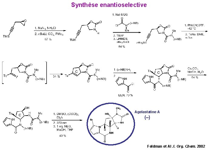 Synthèse enantioselective Agelastatine A (–) Feldman et Al J. Org. Chem. 2002 