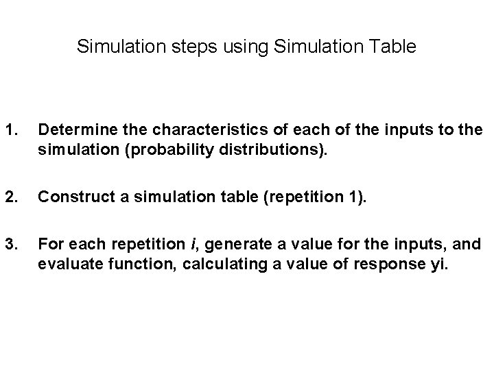 Simulation steps using Simulation Table 1. Determine the characteristics of each of the inputs