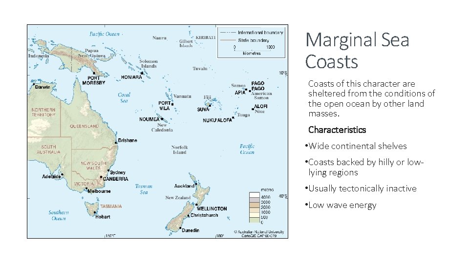 Marginal Sea Coasts of this character are sheltered from the conditions of the open