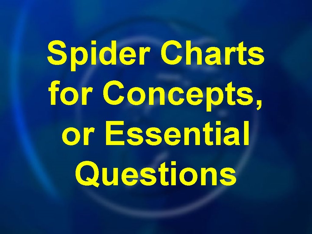 Spider Charts for Concepts, or Essential Questions 