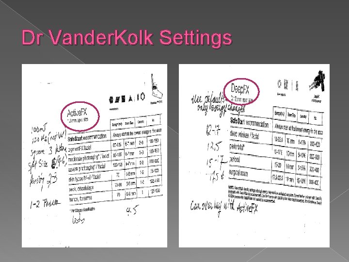 Dr Vander. Kolk Settings 