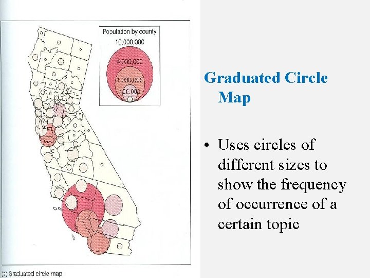 Graduated Circle Map • Uses circles of different sizes to show the frequency of