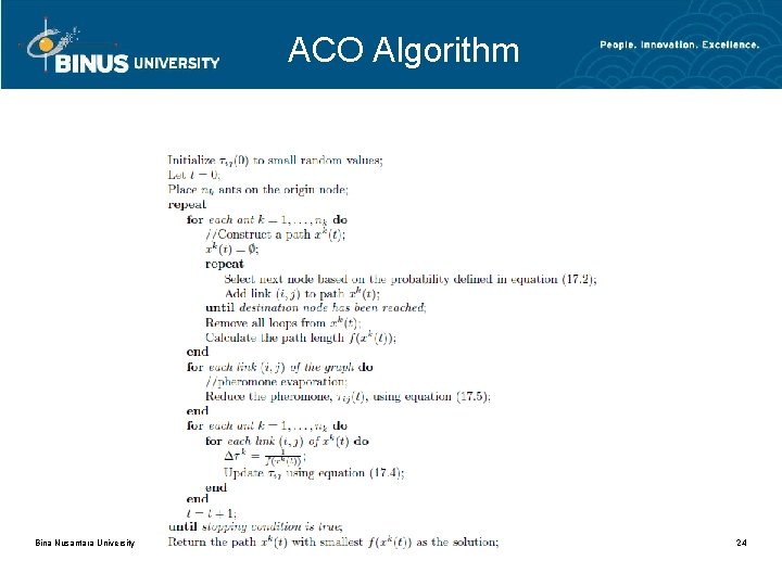 ACO Algorithm Bina Nusantara University 24 