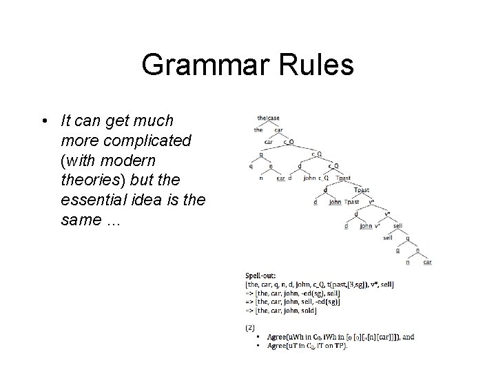 Grammar Rules • It can get much more complicated (with modern theories) but the