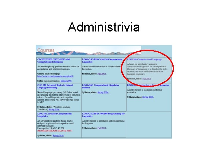 Administrivia 
