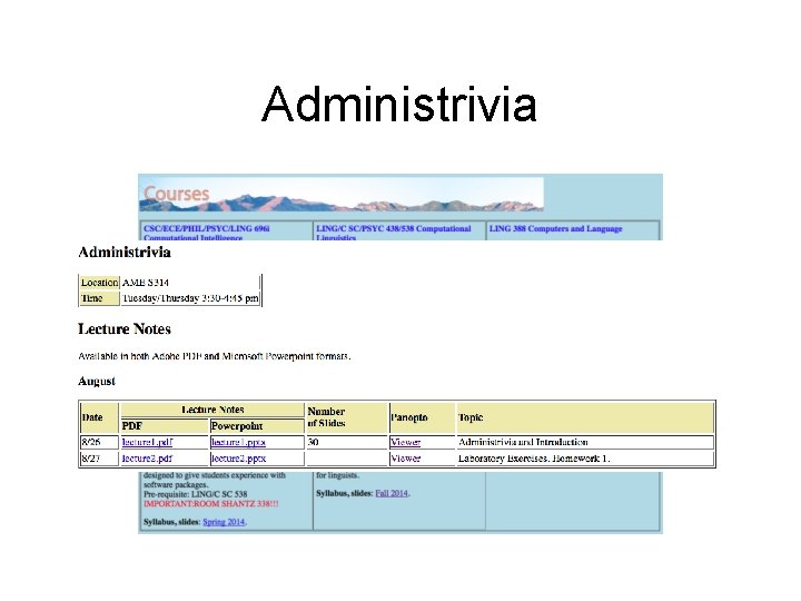 Administrivia 