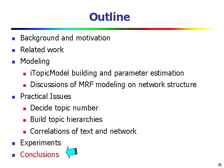 Outline n Background and motivation n Related work n Modeling n n i. Topic. Outline n Background and motivation n Related work n Modeling n n i. Topic.