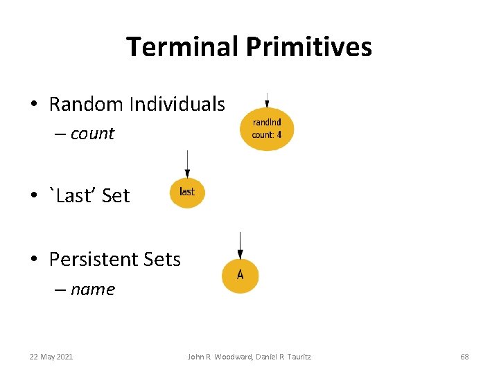 Terminal Primitives • Random Individuals – count • `Last’ Set • Persistent Sets – Terminal Primitives • Random Individuals – count • `Last’ Set • Persistent Sets –