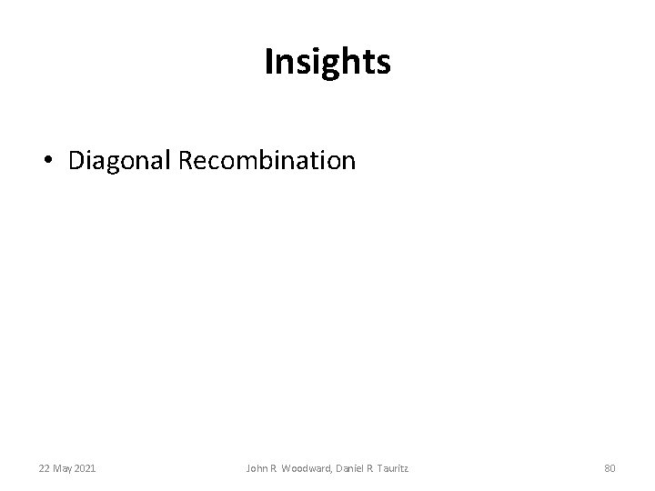 Insights • Diagonal Recombination 22 May 2021 John R. Woodward, Daniel R. Tauritz 80 Insights • Diagonal Recombination 22 May 2021 John R. Woodward, Daniel R. Tauritz 80