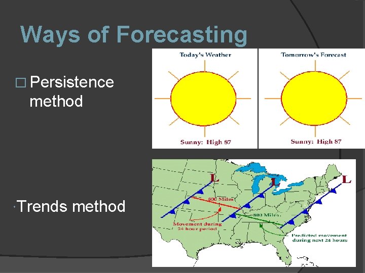 Ways of Forecasting � Persistence method Trends method 