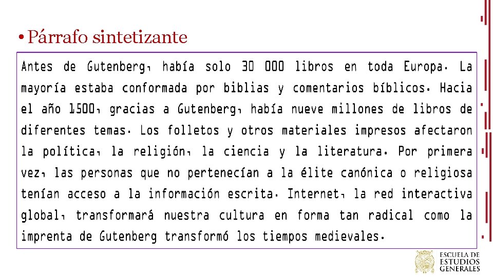  • Párrafo sintetizante 