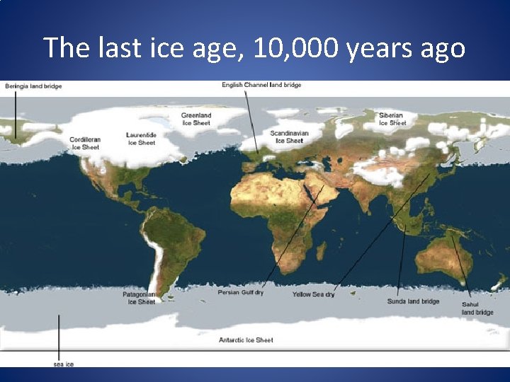 The last ice age, 10, 000 years ago 