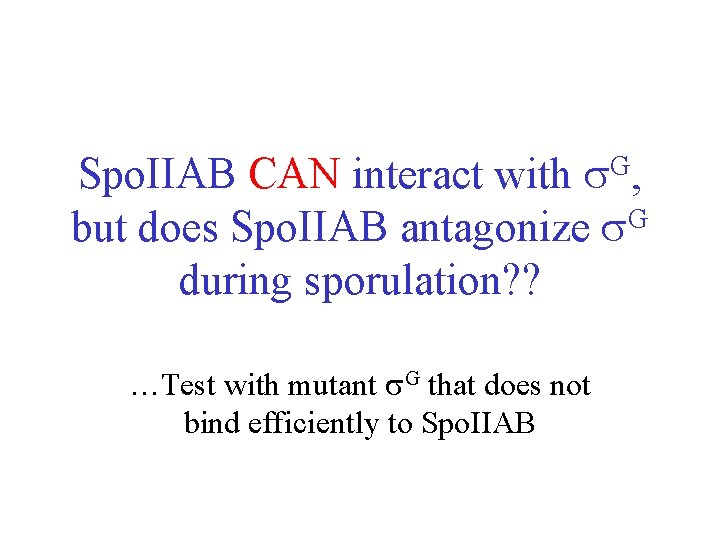 G , Spo. IIAB CAN interact with G but does Spo. IIAB antagonize during