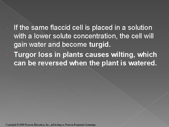 If the same flaccid cell is placed in a solution with a lower solute