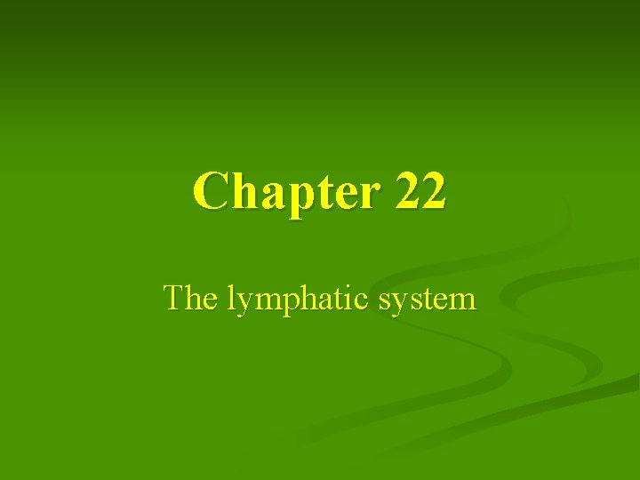 Chapter 22 The lymphatic system 