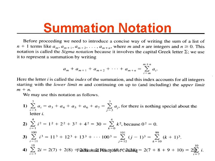 Summation Notation Fundamental Principles of Counting 36 