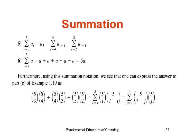 Summation Fundamental Principles of Counting 37 