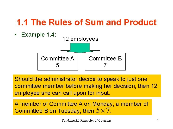 1. 1 The Rules of Sum and Product • Example 1. 4: 12 employees