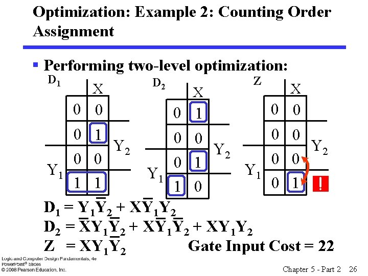 Optimization: Example 2: Counting Order Assignment § Performing two-level optimization: D 1 X 0