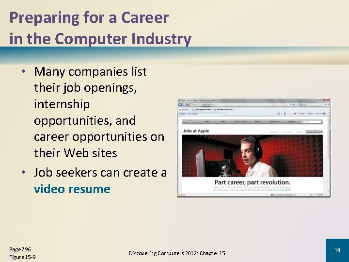 Preparing for a Career in the Computer Industry • Many companies list their job