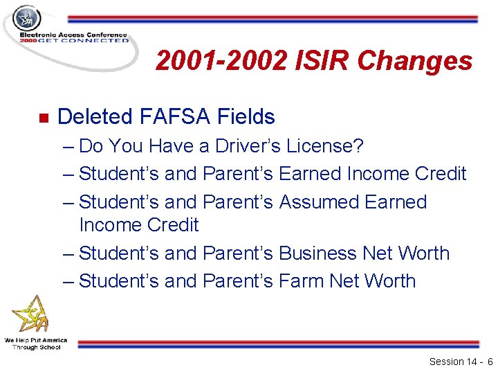 2001 -2002 ISIR Changes n Deleted FAFSA Fields – Do You Have a Driver’s