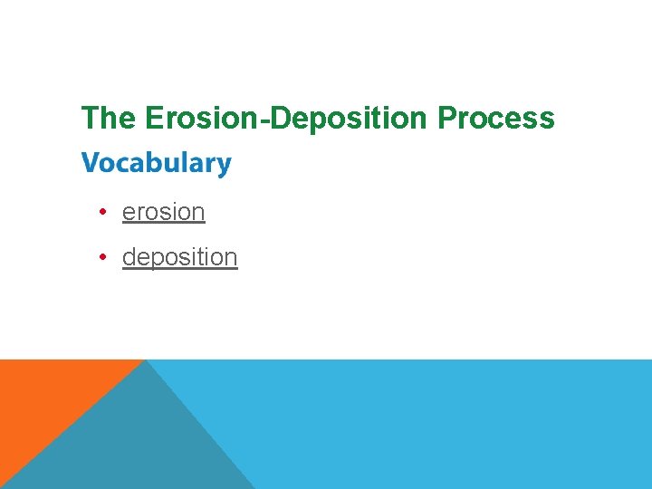 The Erosion-Deposition Process • erosion • deposition 