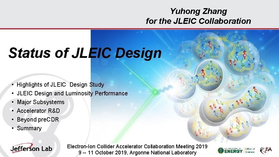 Yuhong Zhang for the JLEIC Collaboration Status of JLEIC Design • • • Highlights