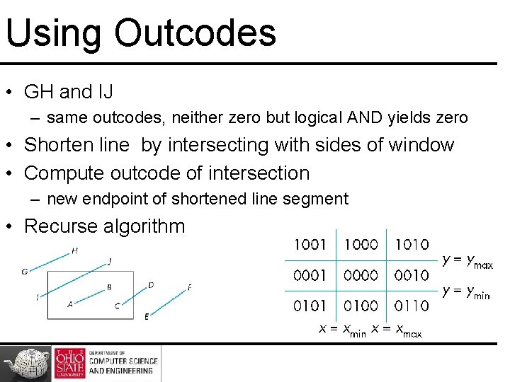 Using Outcodes • GH and IJ – same outcodes, neither zero but logical AND