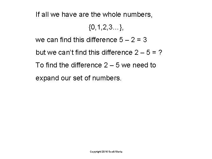 If all we have are the whole numbers, {0, 1, 2, 3…}, we can
