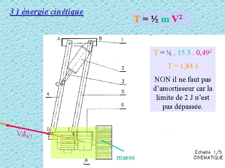 3 ) énergie cinétique T = ½ m V 2 T = ½. 15.