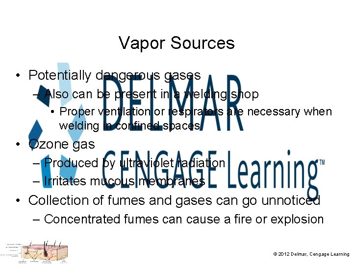 Vapor Sources • Potentially dangerous gases – Also can be present in a welding