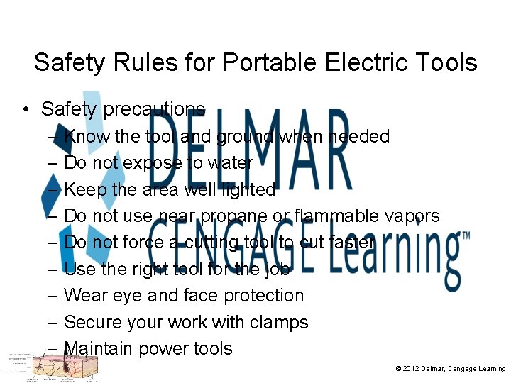 Safety Rules for Portable Electric Tools • Safety precautions – Know the tool and