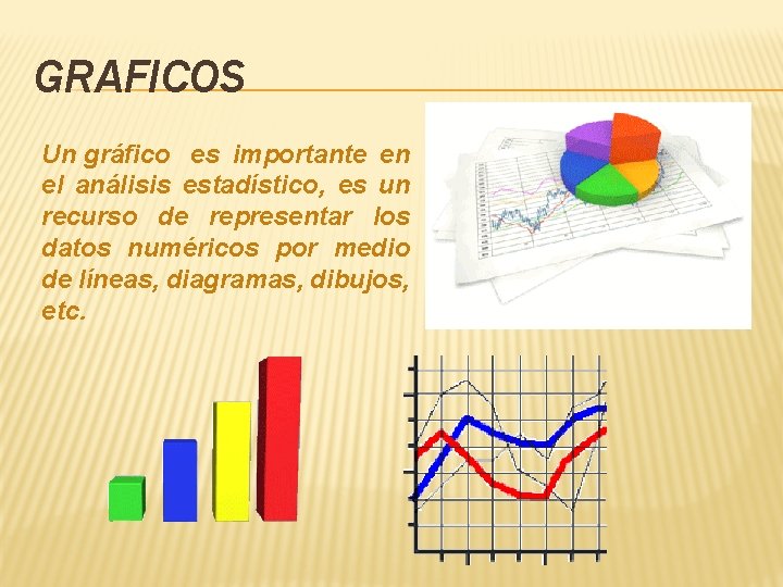 GRAFICOS Un gráfico es importante en el análisis estadístico, es un recurso de representar