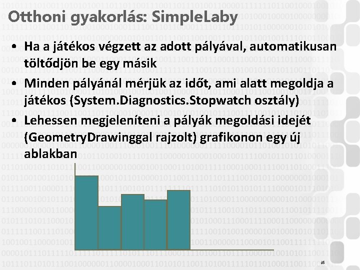 Otthoni gyakorlás: Simple. Laby • Ha a játékos végzett az adott pályával, automatikusan töltődjön