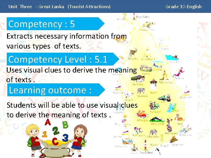 Unit Three - Great Lanka (Tourist Attractions) Competency : 5 Extracts necessary information from