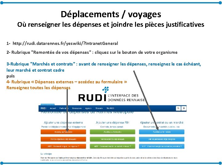 Déplacements / voyages Où renseigner les dépenses et joindre les pièces justificatives 1 -