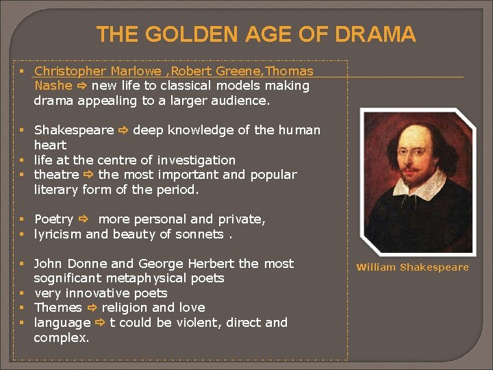 THE GOLDEN AGE OF DRAMA § Christopher Marlowe , Robert Greene, Thomas Nashe new