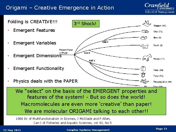 Origami – Creative Emergence in Action Folding is CREATIVE!!! 3 rd Shock! • Emergent Origami – Creative Emergence in Action Folding is CREATIVE!!! 3 rd Shock! • Emergent