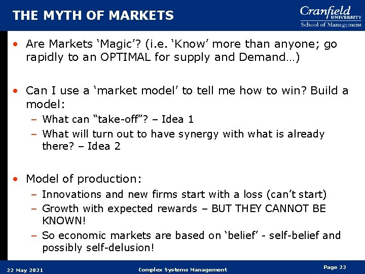 THE MYTH OF MARKETS • Are Markets ‘Magic’? (i. e. ‘Know’ more than anyone; THE MYTH OF MARKETS • Are Markets ‘Magic’? (i. e. ‘Know’ more than anyone;