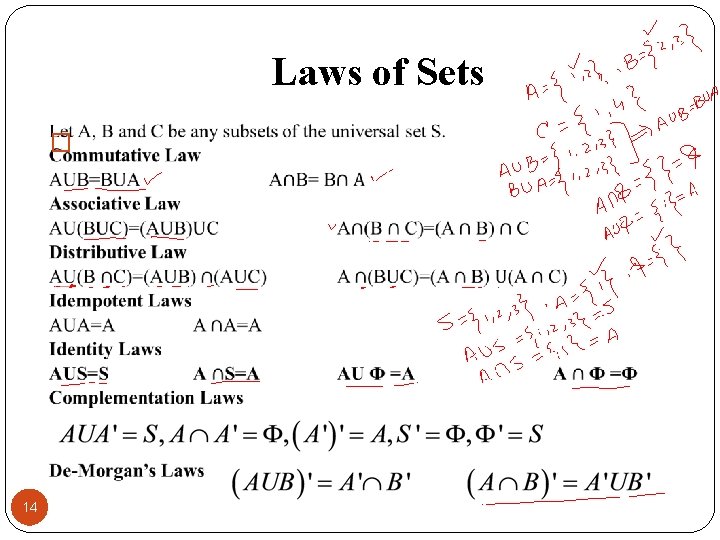 Laws of Sets � 14 